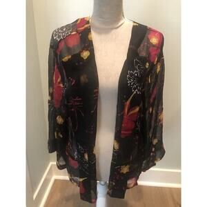 Chico’s 100% Silk Johnny Kimono Jacket Topper L 2